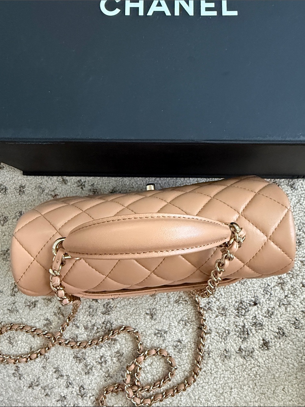 Chanel Mini Rectangle Top Handle in dark beige. - Picture 6 of 10